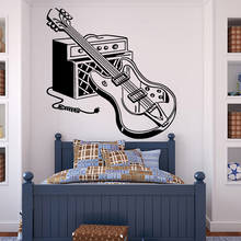 Electric Guitar Wall Sticker For Boys Room Rock Music Pop Decor Vinyl Wall Decal For Bedroom Large Wall Stickers Removable W802 2024 - buy cheap