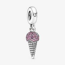 Authentic 925 Sterling Silver Pave Ice Cream Cone Dangle Charm Fit Original Pandora Bracelet For Women Diy Jewelry 2024 - buy cheap