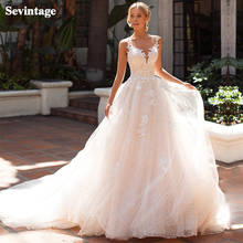Sevintage-vestido de noiva com renda, estilo boho e glitter, aplicação em botões, cauda longa, plus size, para casamento 2024 - compre barato