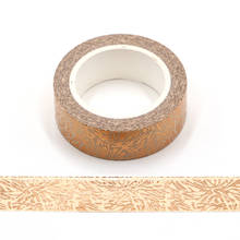 Cinta Washi de flor de papel de aluminio dorado, 15mm x 10m, Color bronce, japonés, Kawaii, herramientas de álbum de recortes, 1 ud., novedad 2024 - compra barato