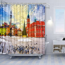 NYAA-cortina de ducha de poliéster con diseño de Castillo Real para baño, visillo de ducha estilo antiguo, estilo europeo, Amanecer 2024 - compra barato