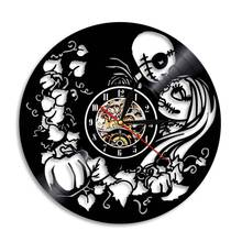 Reloj de vinilo con movimiento silencioso para decoración de habitación, reloj de Arte de pared con diseño de personajes navideños, calabaza, bosque, ciudad, REGALO EXCLUSIVO DE NAVIDAD 2024 - compra barato