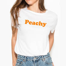 Gráfico Unisex algodón Hipster Camiseta naranja melocotón carta camiseta ropa blanca lema Tee perlas de moda Vintage Hip-Hop Camisetas 2024 - compra barato