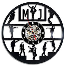 Современный дизайн, настенные часы с изображением музыкального короля Майкла Джексона, винтажные настенные часы с виниловой пластиной, домашний декор, подарки для фаната 2024 - купить недорого