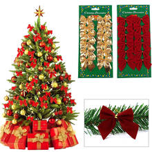Gold Silver Ribbon Bowknots Christmas  Decoration Bows Xmas Tree Decoration 2024 - buy cheap