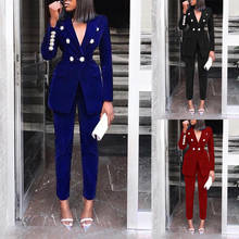 Fashion Pants Suit Women Autumn And Winter New Casual Gold Velvet Suit Women + Nine Points Pants Two-piece Suit Ol Suit Women 2024 - buy cheap