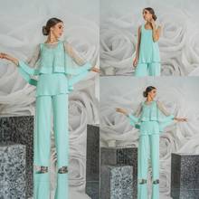 Three Pieces Mother Of The Bride Pants Suit Chiffon Outfit Wedding Guest Gowns Lace Plus Size Formal Evening Dress 2024 - buy cheap