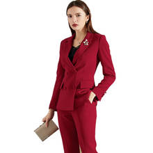 Pantis de talla grande para mujer, de talla grande traje rojo, Blazer + Pantalones para el trabajo, para fiesta de boda 2024 - compra barato