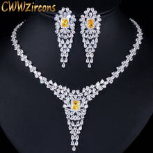 CWWZircons Top Quality Pear Cubic Zirconia Luxury Women Wedding Evening Party Costume Jewelry Set with Yellow Crystal T243 2024 - buy cheap
