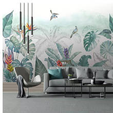 Milofi custom 3D wallpaper mural Nordic hand painted small fresh tropical plants flowers and birds background decorative paintin 2024 - buy cheap