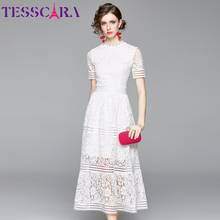 TESSCARA Women Summer Elegant White Lace Dress Festa High Quality Long Wedding Party Robe Femme Vintage Designer A-Line Vestidos 2024 - buy cheap