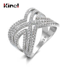 Kinel Luxury Silver Rings For Women Luxury Hollow Cross Ring Party Gift Fashion CZ Zircon Wedding Jewelry 2024 - buy cheap