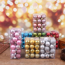 24 pçs decoração de festa em casa ornamentos bola de natal para decoração de árvore de natal rosa branco bolas para o casamento do feriado de natal 2024 - compre barato
