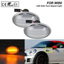 2 led indicador da lâmpada de seta, luz marcadora lateral, lente transparente, luz âmbar para mini r55 r56 r57 r58 r59 2024 - compre barato