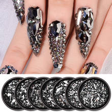 1 caja de diamantes de imitación para decoración de uñas, cristales brillantes 3D, color negro, varios tamaños, accesorios de diseño para manicura 2024 - compra barato