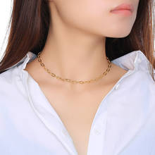 Women Stainless Steel Necklace Adjustable Metal Clavicle Chain Golden Color Daily Choker Birthday Wedding Jewelry Accessories 2024 - buy cheap