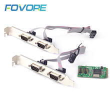 Mini adaptador de pcie para pátio serial, adaptador db9 de 4 portas rs232 para mini placa pci-e placa conversora de chip moschip 2024 - compre barato