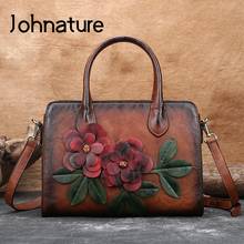 Johnature Handmade Handbag 2020 New Vintage Women Big Bag Large Capacity Soft Leather Shoulder Messenger Bags Lady Casual Tote 2024 - buy cheap