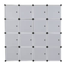 16 куб Штабелируемый Органайзер Пластик кубическая полка для хранения дизайн многоцелевой модульный шкаф с 3 штанга белого и черного цвета 2024 - купить недорого