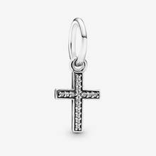 Free Shipping Authentic 925 Sterling Silver Sparkling Cross Dangle Charm Fit Original Pandora Bracelet For Women DIY Jewelry 2024 - buy cheap