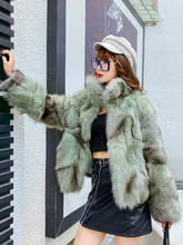 Роскошное пальто из натурального Лисьего меха, женская модная свободная стильная куртка с отложным воротником, теплая зимняя верхняя одежда 2024 - купить недорого