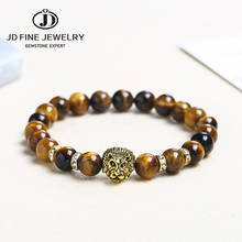 JD Vintage Crown Lion Head Bracelet Men Fashion Luxury High Quality Tiger Eye Stone Bead Bracelet Jewelry Male Pulseira bileklik 2024 - buy cheap