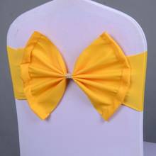 Yellow Colour Wedding Chair Sash Bow Tie Spandex Chair Band Sash Butterfly Bow Tie Wedding Decoration Hotel Banquet Party 2024 - buy cheap