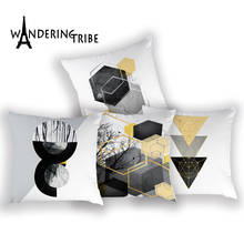 Capa de almofada geométrica personalizada, capa de almofada de luxo em poliéster, cor amarela, decoração nórdica 2024 - compre barato
