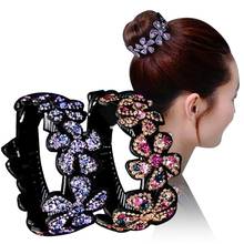 Fashion Women Floral Rhinestone Meatball Hair Claw Clip Twist Hairpin Headwear hair accessories for women 2020 2024 - buy cheap