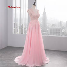 Vestidos longos de renda rosa plus size, vestidos de festa femininos chiffon a line, vestido de baile, formatura 2024 - compre barato