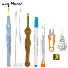 Kit de bordado de agulhas de soco, 9 peças, agulhas de soco ajustável, agulhas de costura de olho grande, cortador de fio dental, cruz 2024 - compre barato