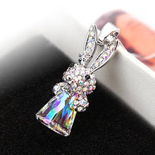 Оригинальные кристаллы от Swarovski кролик кулон ожерелье для женщин Серебряный цвет ожерелье макси для влюбленных подарок на день Святого Валентина 2024 - купить недорого