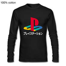 Playstation logo-Camiseta larga informal para hombre, camisa con Logo de videojuego ps de manga corta, cuello redondo, 100% algodón, divertida, fresca, de verano 2024 - compra barato