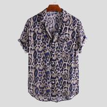 Hawaiian Leopard Shirt Men Hip Hop streetwear Short Sleeve Printing Shirts camisa masculina Vacation for men Button Shirt 2020 2024 - buy cheap