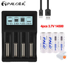 PALO 4PCS High Quality Original 14500 Battery AA rechargeable batteria 3.7V Li-ion Rechargeable Battery for flashlight 2024 - buy cheap