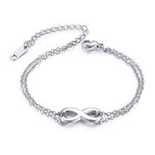Stainless Steel Bracelet Family Daughter Children Jewelry Link Chain  Women Simple design Love Bracelets  Double Hearts 2024 - buy cheap