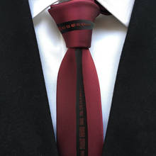 Corbatas de tejido de Jacquard para hombre, corbatas con Panel único, color rojo borgoña con raya de personalidad negra, 2021 2024 - compra barato