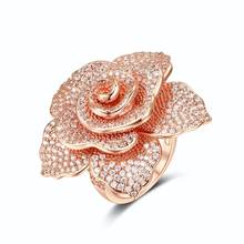 ERLUER New rose gold Romantic big flower Ring Zircon Silver color Ring for Women Wedding Engagement Party Jewelry Christmas Gift 2024 - buy cheap