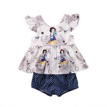 Conjunto de ropa con estampado Floral para bebé, con cuello redondo Camiseta sin mangas y pantalones cortos, 2 piezas 2024 - compra barato