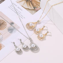 FSUNION-Conjuntos de joyería nupcial con perlas de imitación para mujer, joyería de boda, collares/Pendientes chapados en oro y plata, novedad de 2021 2024 - compra barato
