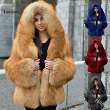 Winter Women Faux Rabbit Fur Coat Hooded Female Super Soft Elegant Thick Warm Outerwear Fake Fur Jacket Artificial 2024 - buy cheap