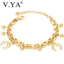 V.YA Multilayer Stainless Steel Bracelet For Ladies Personalized Bead Moon Bracelet Jewelry Accessories Bangle Couple Gift 2024 - buy cheap
