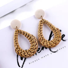 AENSOA Rattan Knit Drop Dangle Earrings For Women Bohemia Vintage Geometric Earrings Pendant Party Jewelry Gifts Wholesale 2024 - buy cheap