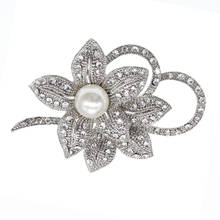 wedding cheap wholesale imitation pearl rhinestone flower shape brooch  pin 2024 - buy cheap