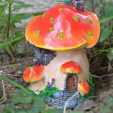 Quarto cogumelo pequenos ornamentos conto de fadas jardim ornamentos bonsai cogumelo escultura resina artesanato conto de fadas ornamentos de jardim 2024 - compre barato