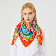 90cm Luxury Square Scarves Twill Silk Scarf Hijab Brand Women Scarf Handmade Curled Design Foulard Headband Bandana For Ladies 2024 - buy cheap