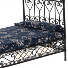 1/12th Dollhouse Bedroom Furniture Metal Double Bed with Floral Mattress 2024 - buy cheap