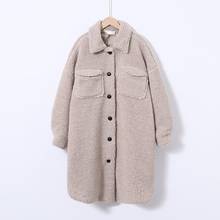 Новая плюшевая куртка, длинное пальто из искусственного меха, женское винтажное зимнее пальто с карманами, рукав летучая мышь, теплые толстые пушистые лохматые куртки, большие размеры 2024 - купить недорого