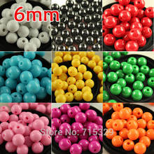 100pcs 6mm Acrylic Charm round loose candy  spring colors loose Beads Spacer  pk color Jewelry Making 2024 - buy cheap