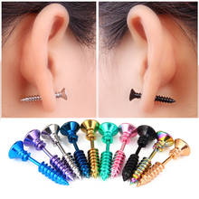 Pendientes de tuerca de acero inoxidable para hombre y mujer, joyería antialérgica para fiesta, Piercing creativo, Punk 2024 - compra barato